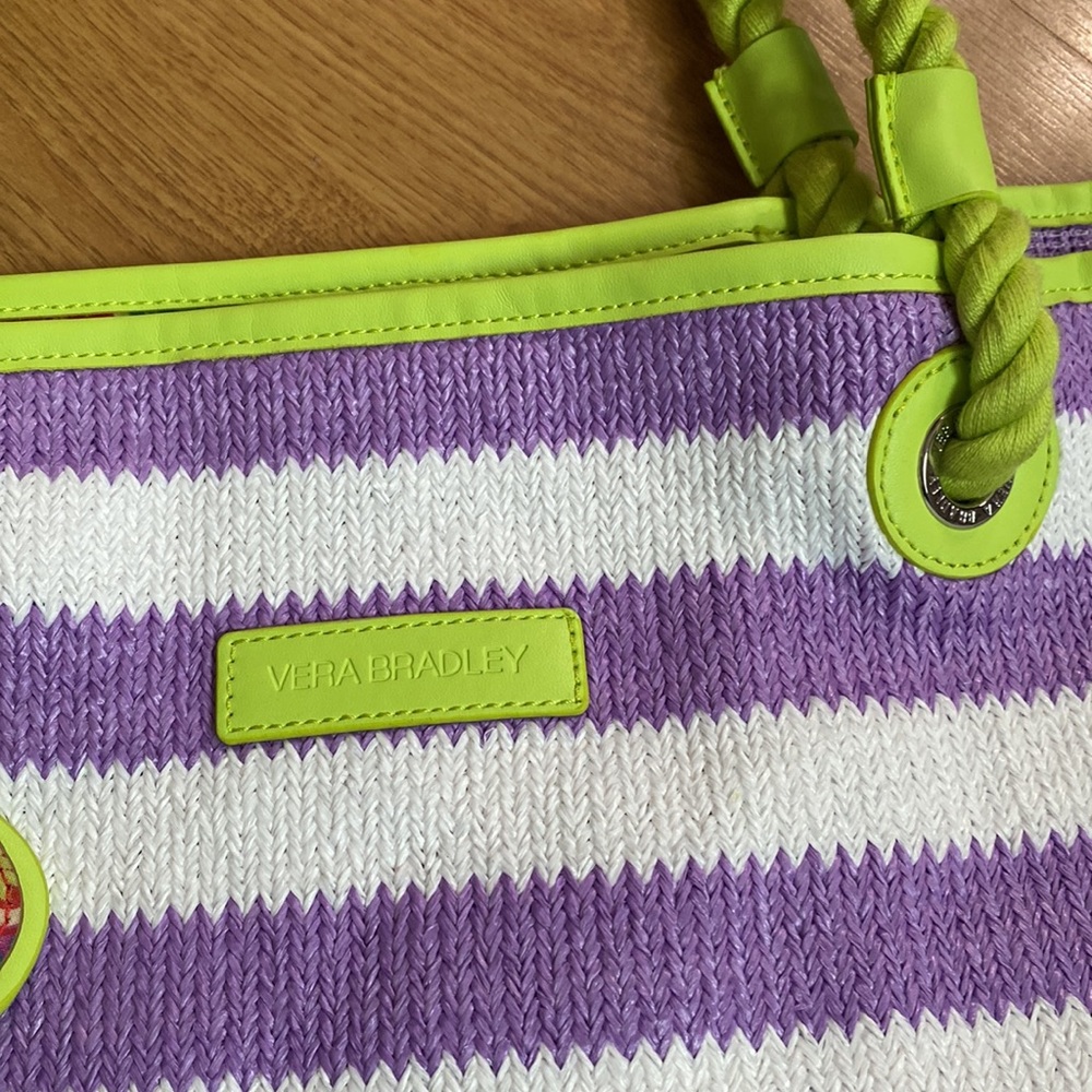 Vera Bradley Striped Tote Lilac Stripe 15953-640 - Picture 3 of 12